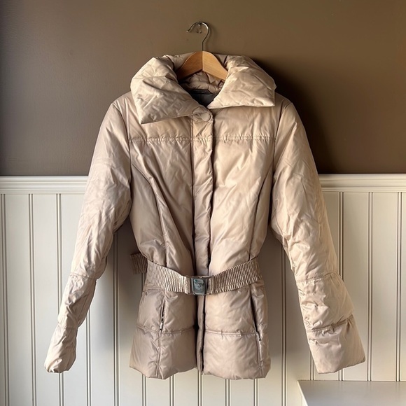 UTEX Xtérior Cream Down Filled Belted Puffer Winter Jacket Size Medium - Picture 12 of 12